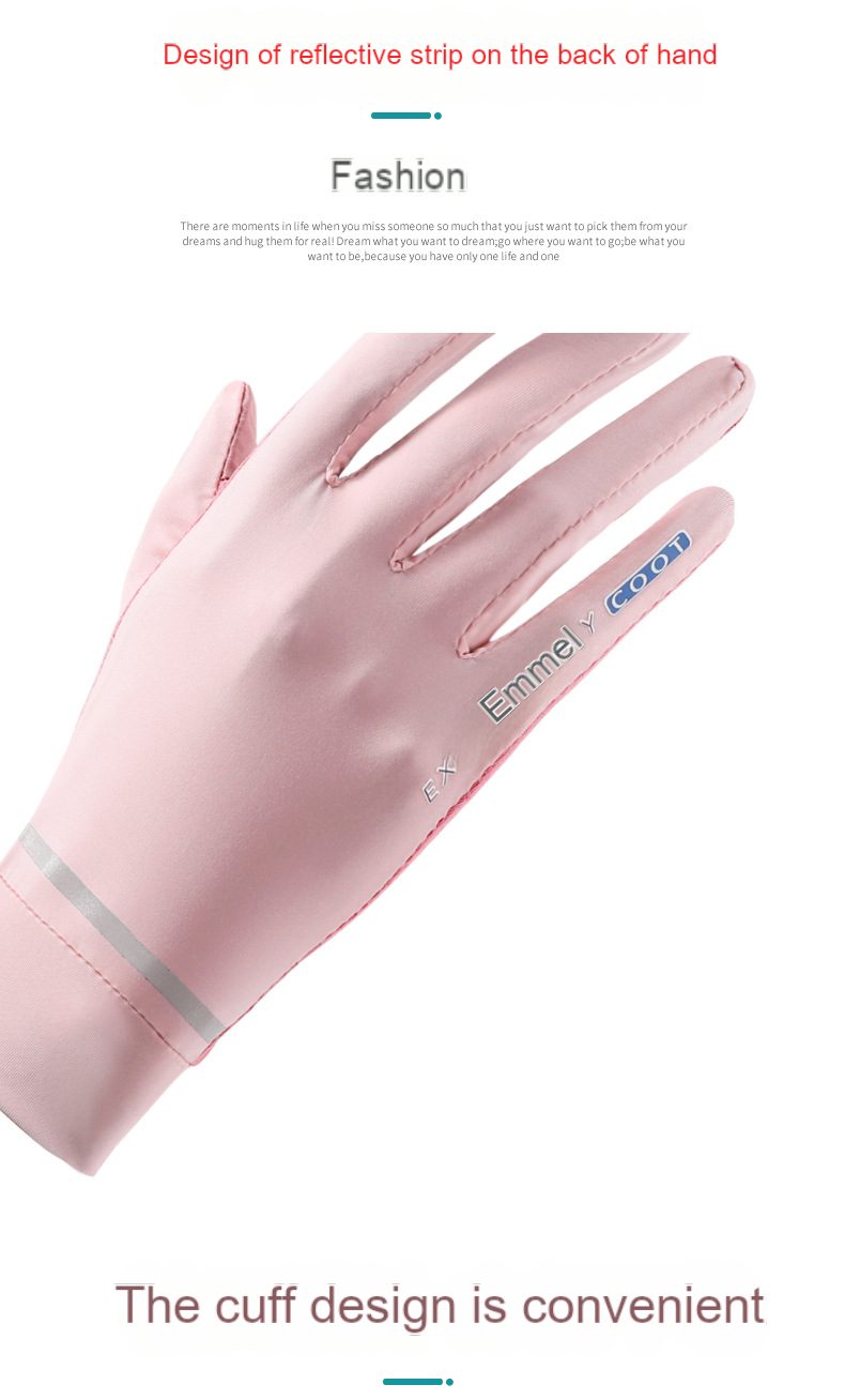 Outdoor sunscreen gloves Women’s reflective strip ice silk short