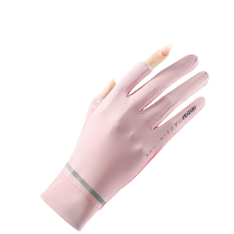Outdoor sunscreen gloves Women’s reflective strip ice silk short