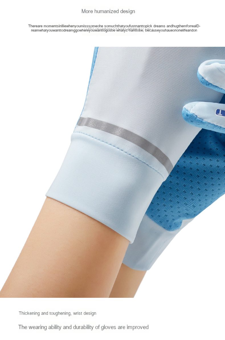 Outdoor sunscreen gloves Women’s reflective strip ice silk short