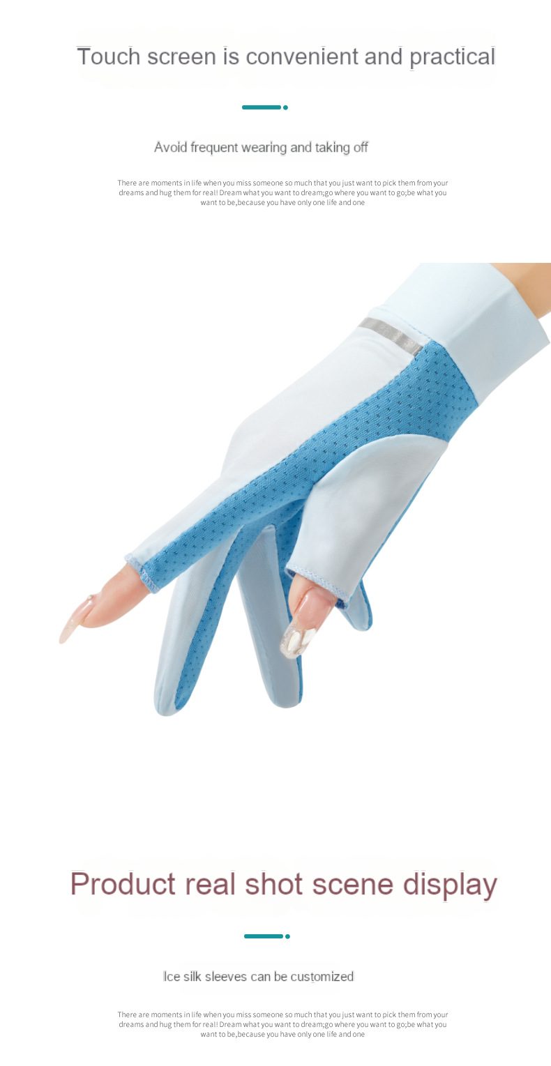 Outdoor sunscreen gloves Women’s reflective strip ice silk short