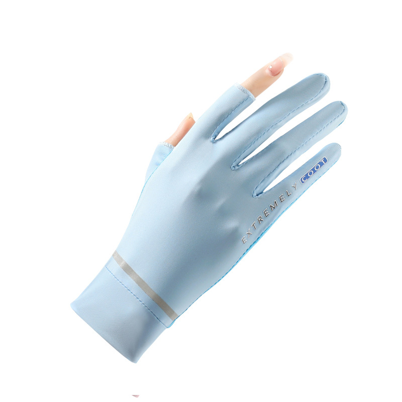 Outdoor sunscreen gloves Women’s reflective strip ice silk short