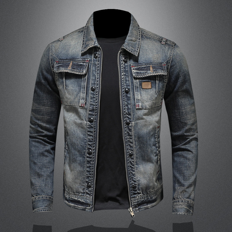 Personality zipper biker denim jacket jacket