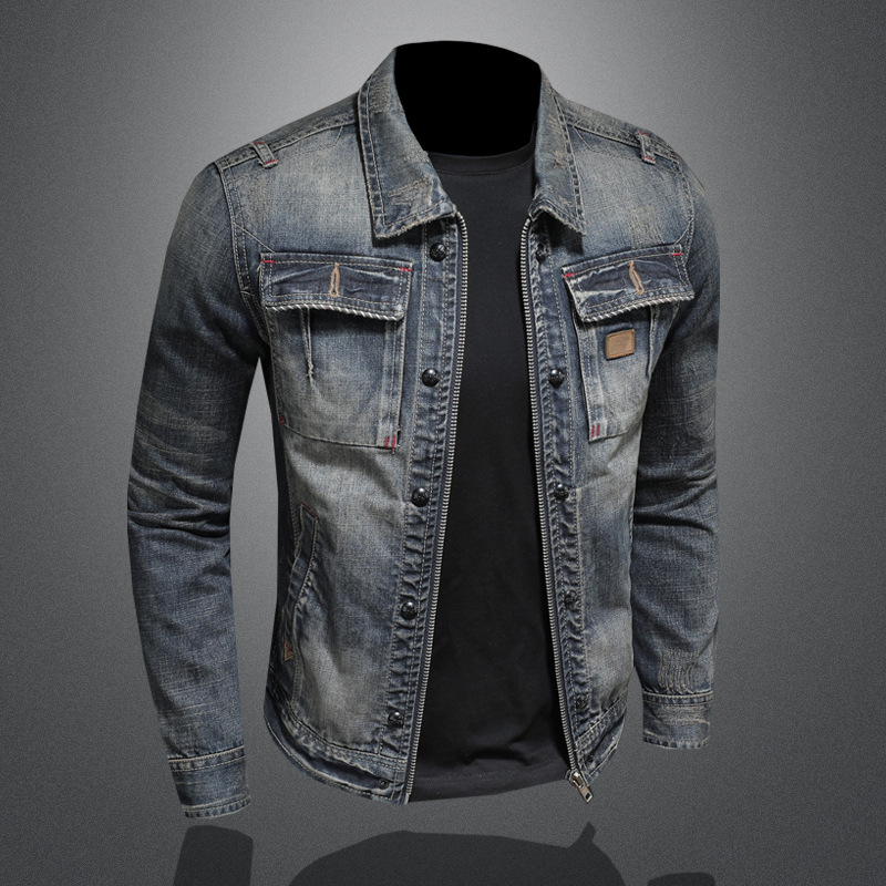 Personality zipper biker denim jacket jacket