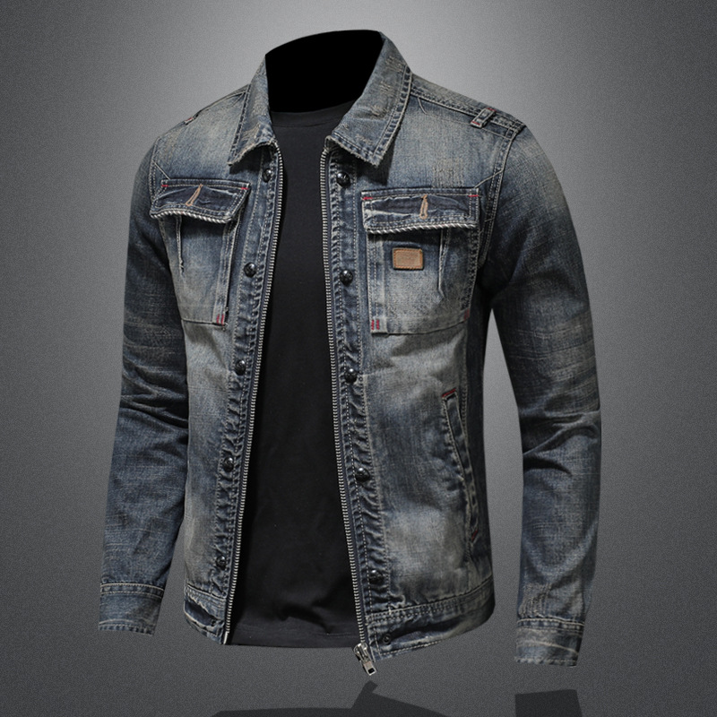 Personality zipper biker denim jacket jacket