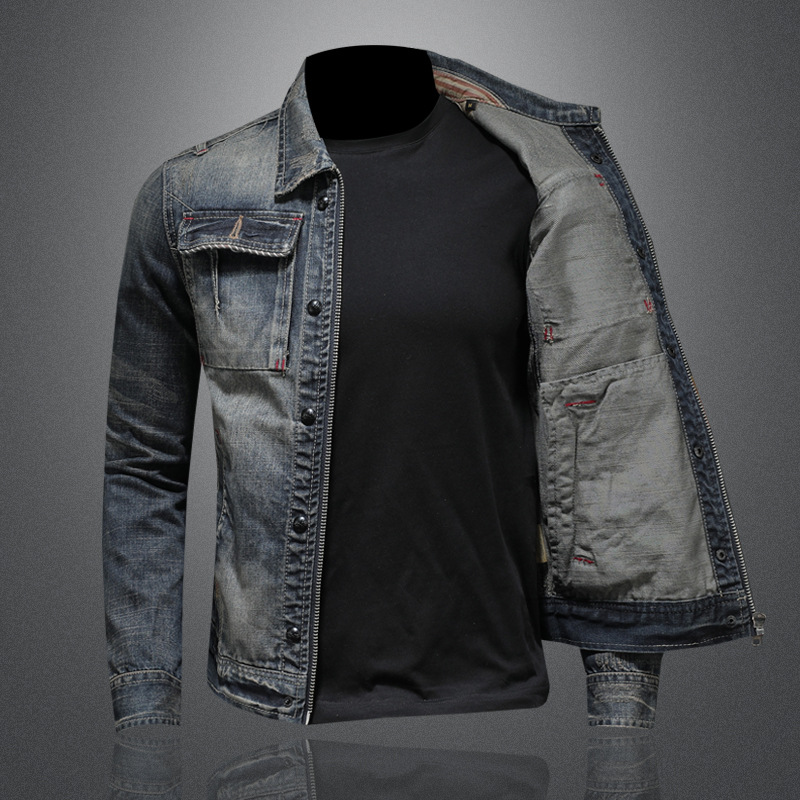 Personality zipper biker denim jacket jacket