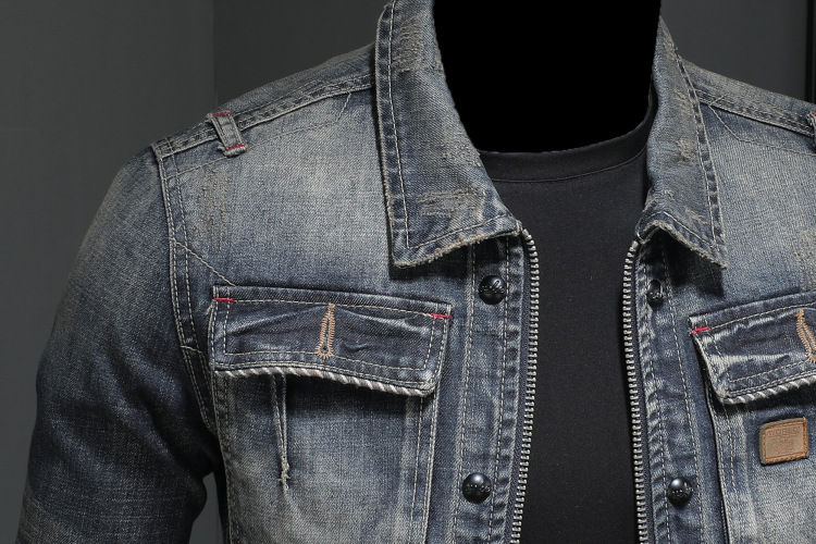 Personality zipper biker denim jacket jacket