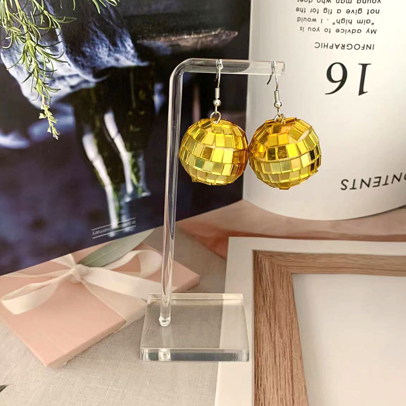 Retro earrings Disco blue light ball earrings