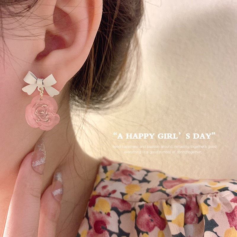 S925 Silver Needle French sweet maiden flower forest earrings