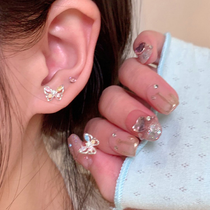 S925 Silver Needle French sweet maiden flower forest earrings