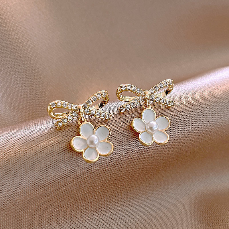 S925 Silver Needle French sweet maiden flower forest earrings