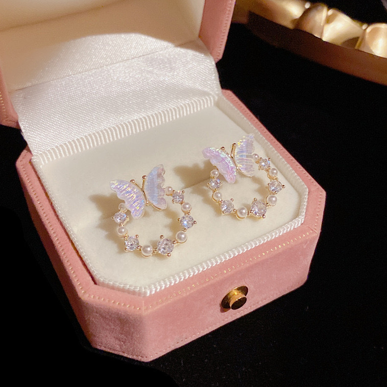 S925 Silver Needle French sweet maiden flower forest earrings