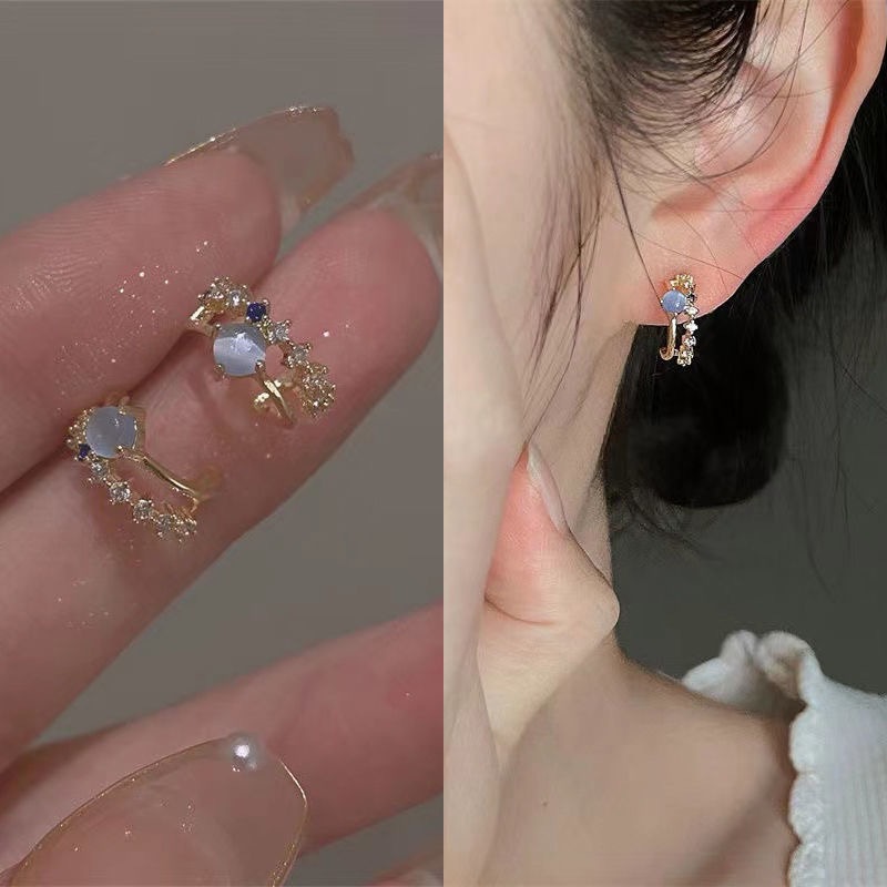 S925 Silver Needle French sweet maiden flower forest earrings