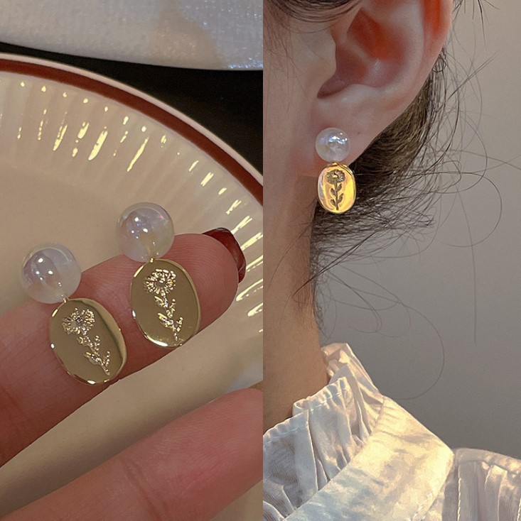 S925 Silver Needle French sweet maiden flower forest earrings