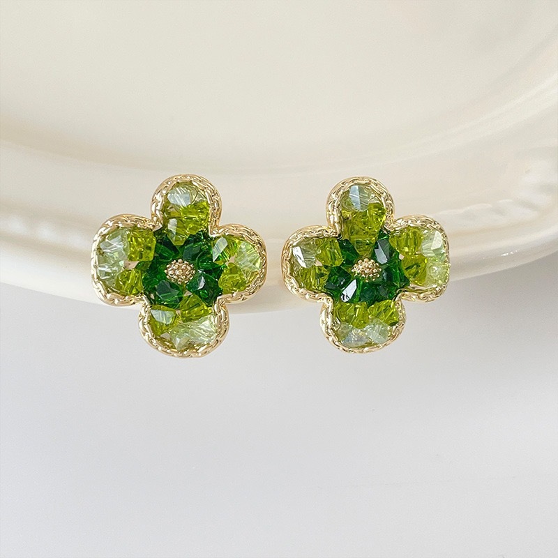 S925 Silver Needle French sweet maiden flower forest earrings