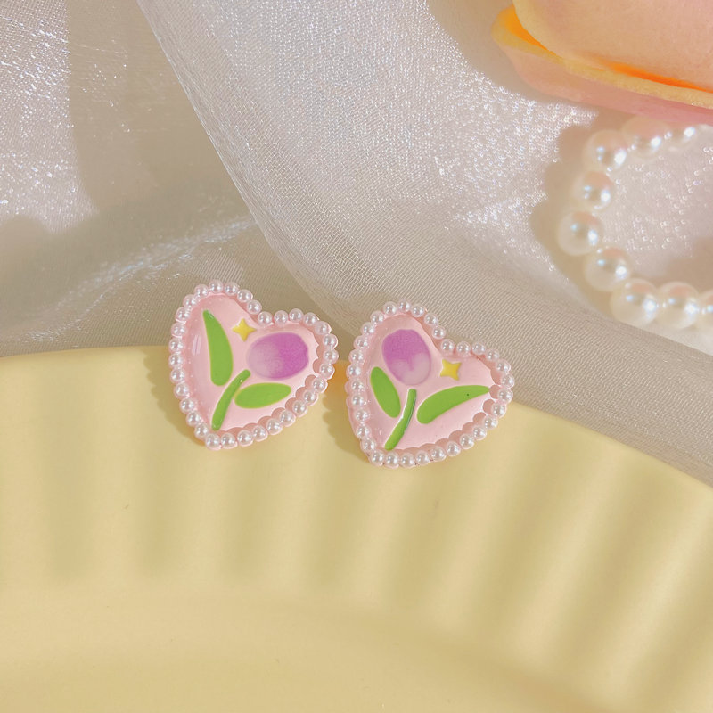 S925 Silver Needle French sweet maiden flower forest earrings