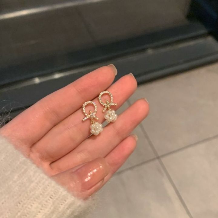 S925 Silver Needle French sweet maiden flower forest earrings