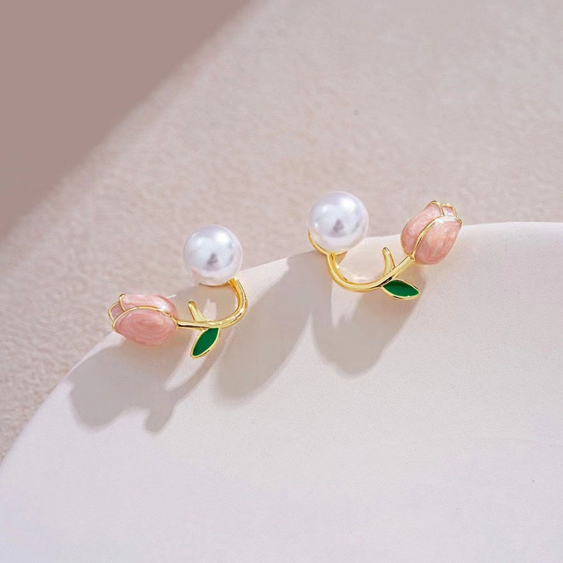 S925 Silver Needle French sweet maiden flower forest earrings