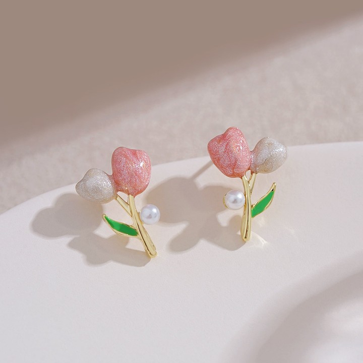 S925 Silver Needle French sweet maiden flower forest earrings