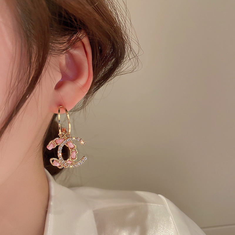 S925 Silver Needle Light luxury girl double C braided ear clip