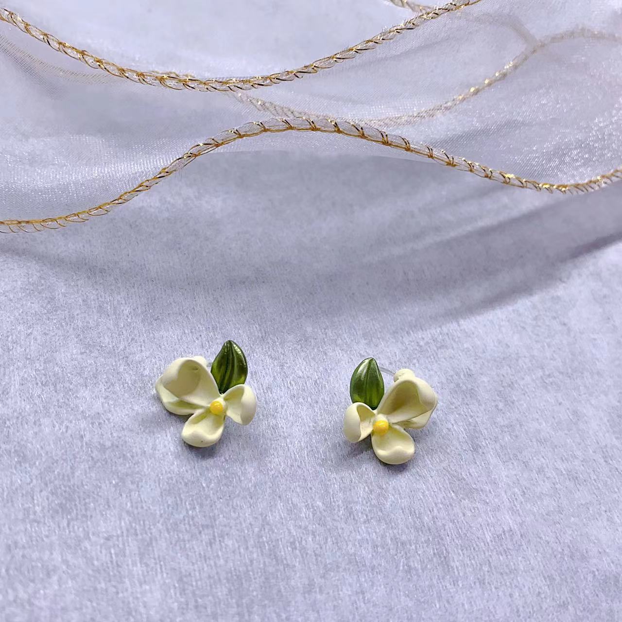 S925 Silver needle Gardenia stud earrings