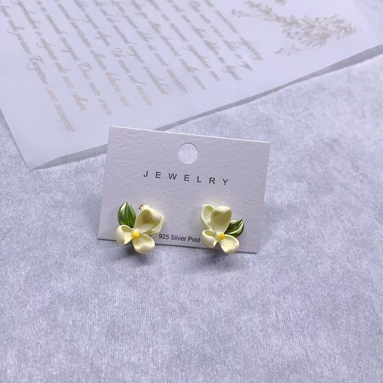 S925 Silver needle Gardenia stud earrings