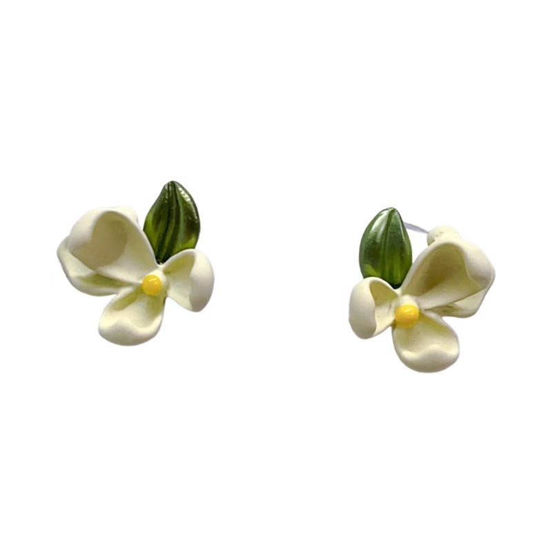 S925 Silver needle Gardenia stud earrings