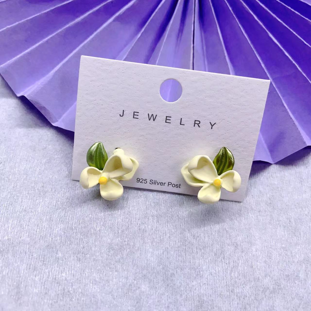 S925 Silver needle Gardenia stud earrings