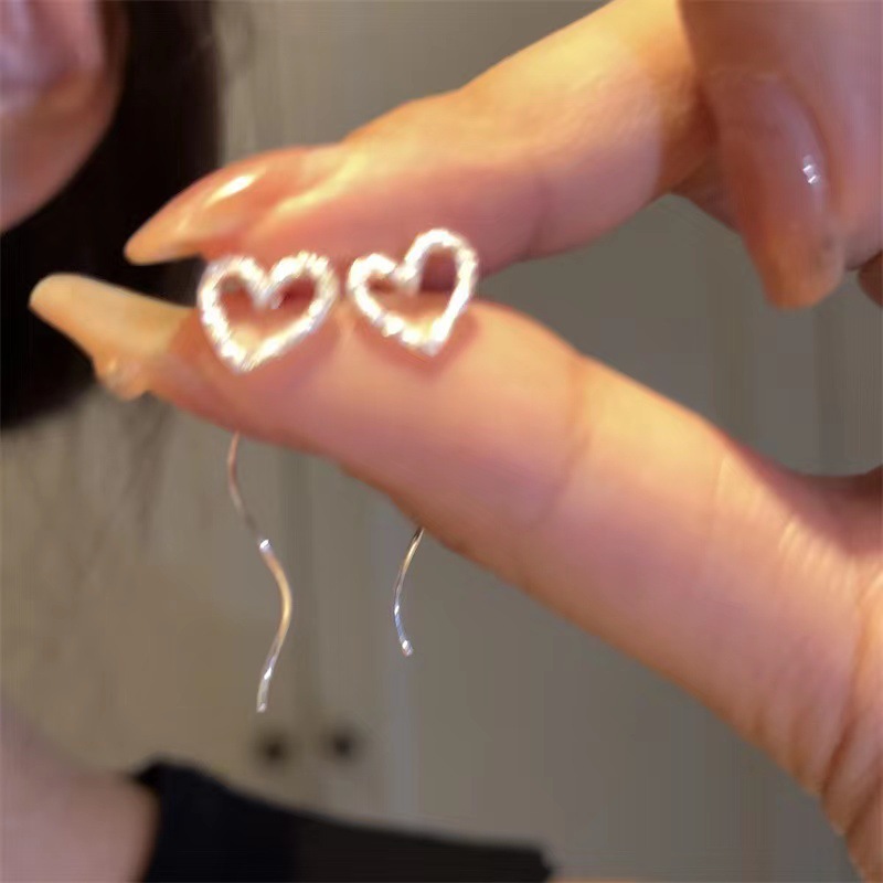 S925 silver needle tassel earrings