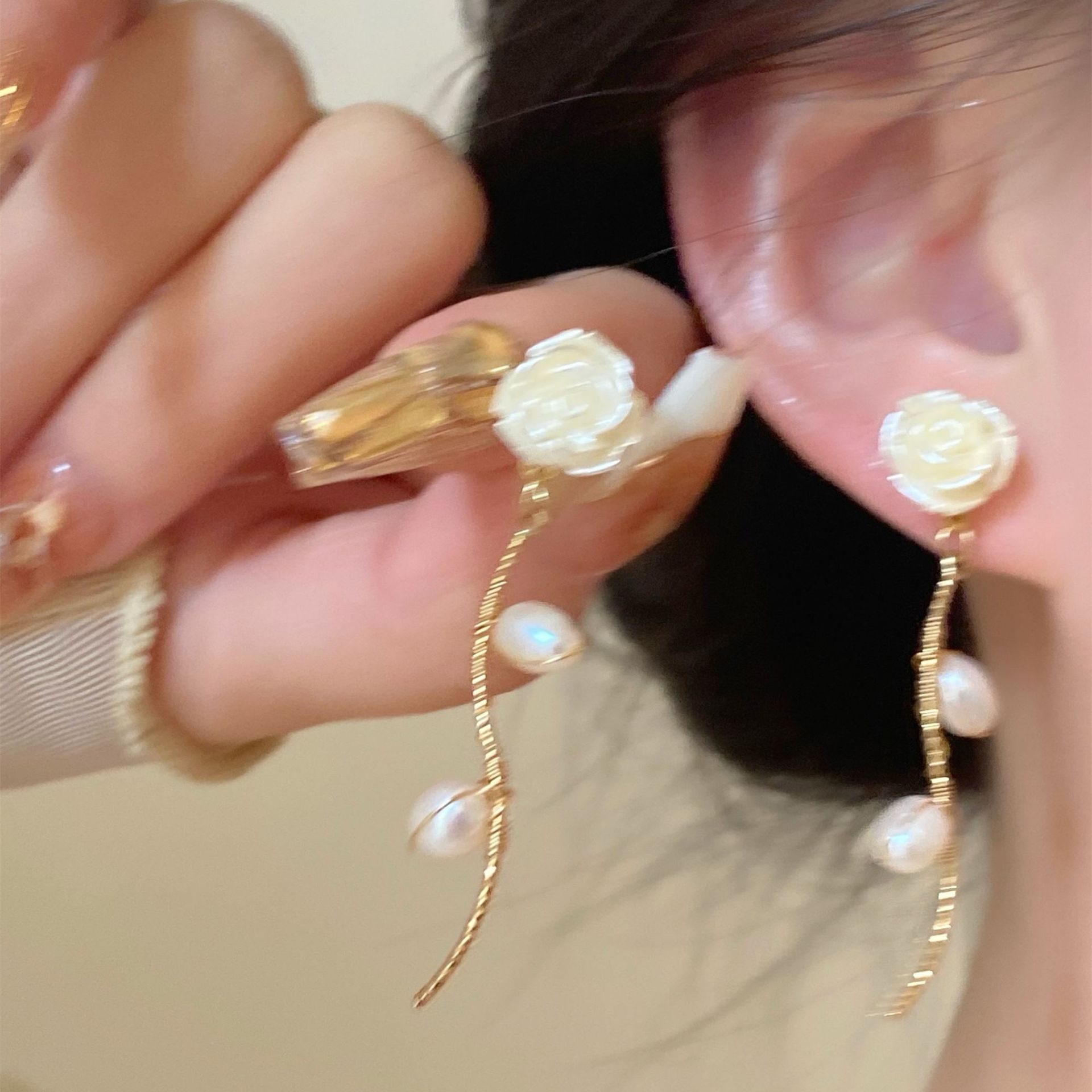 S925 silver needle tassel earrings