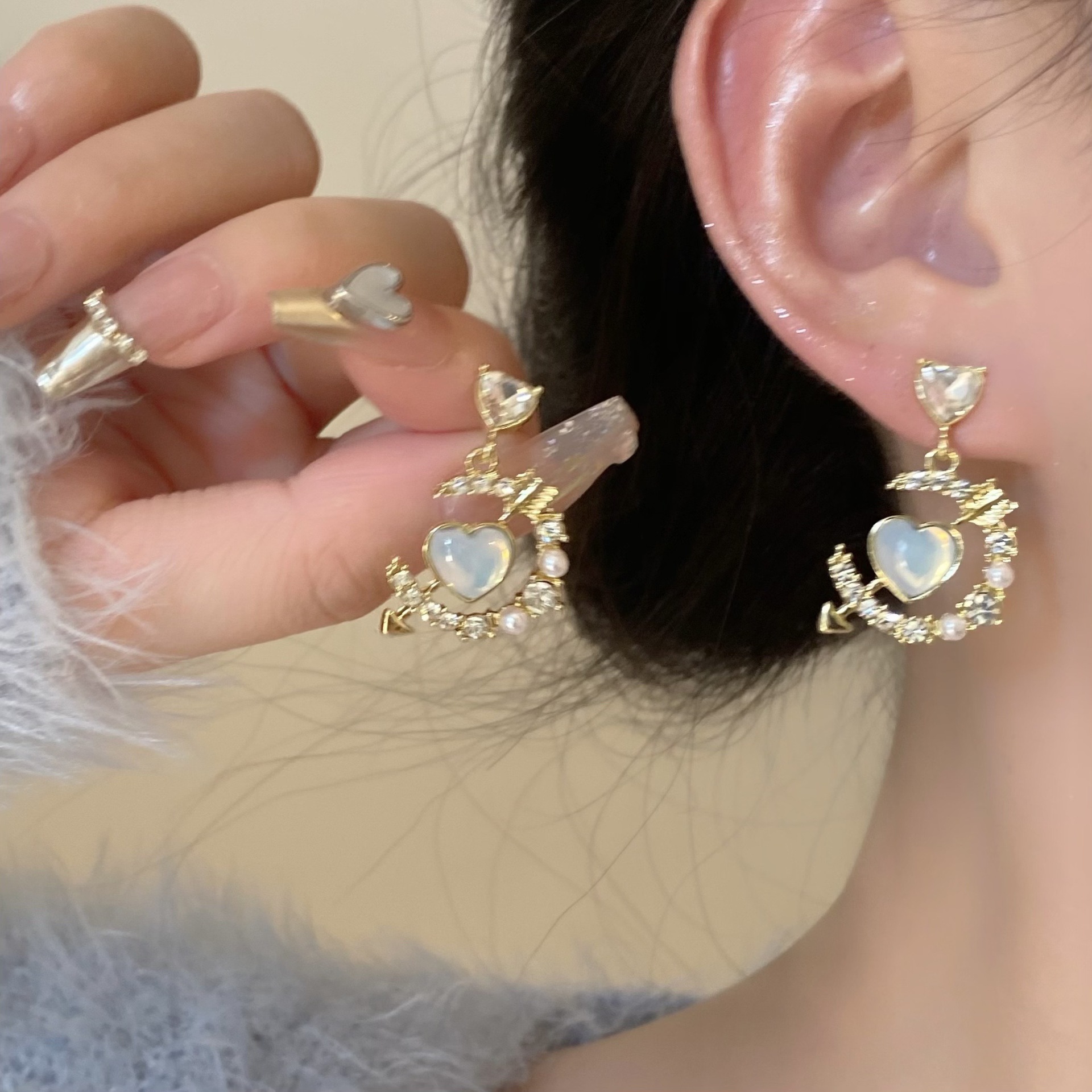 S925 silver needle tassel earrings