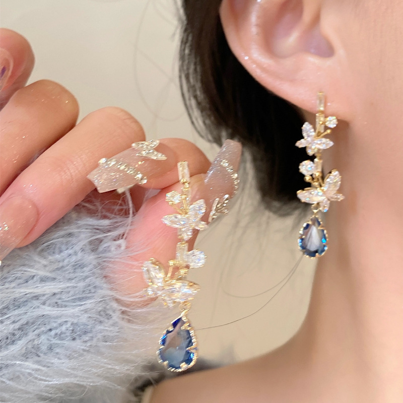 S925 silver needle tassel earrings