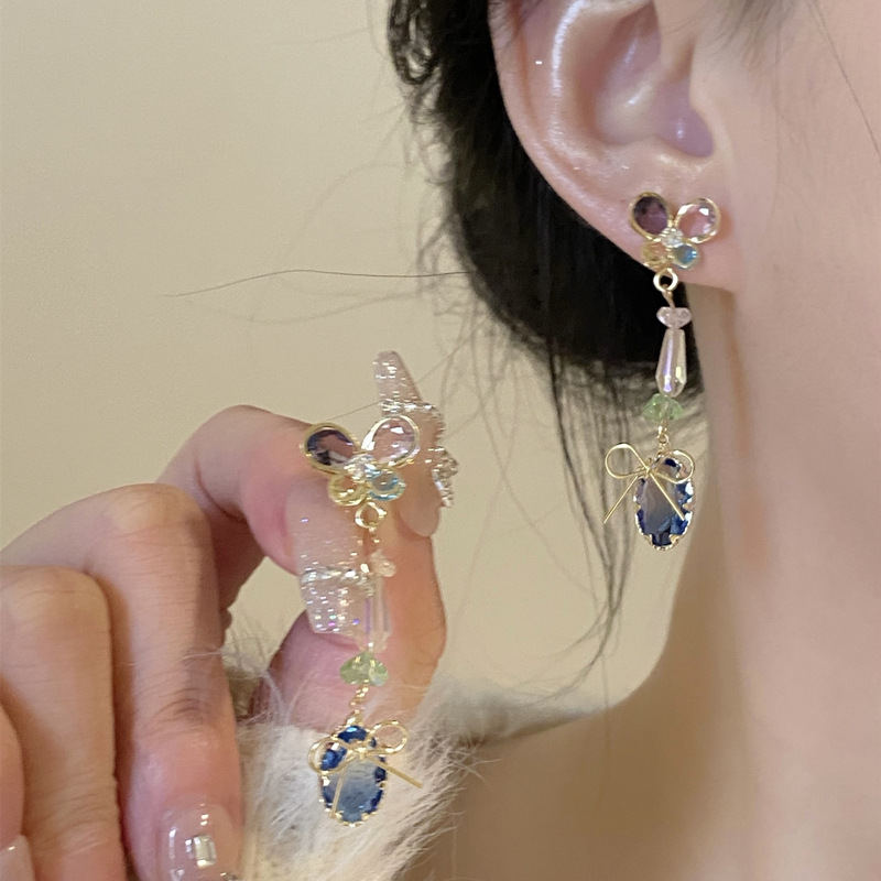 S925 silver needle tassel earrings