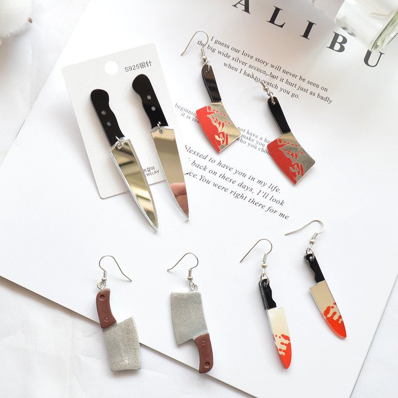 Sharp knife kitchen knife earrings quirky acrylic earrings