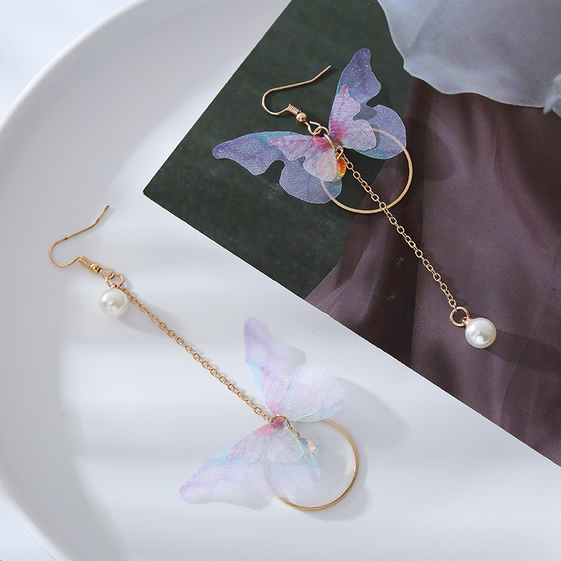 Simple purple butterfly earrings