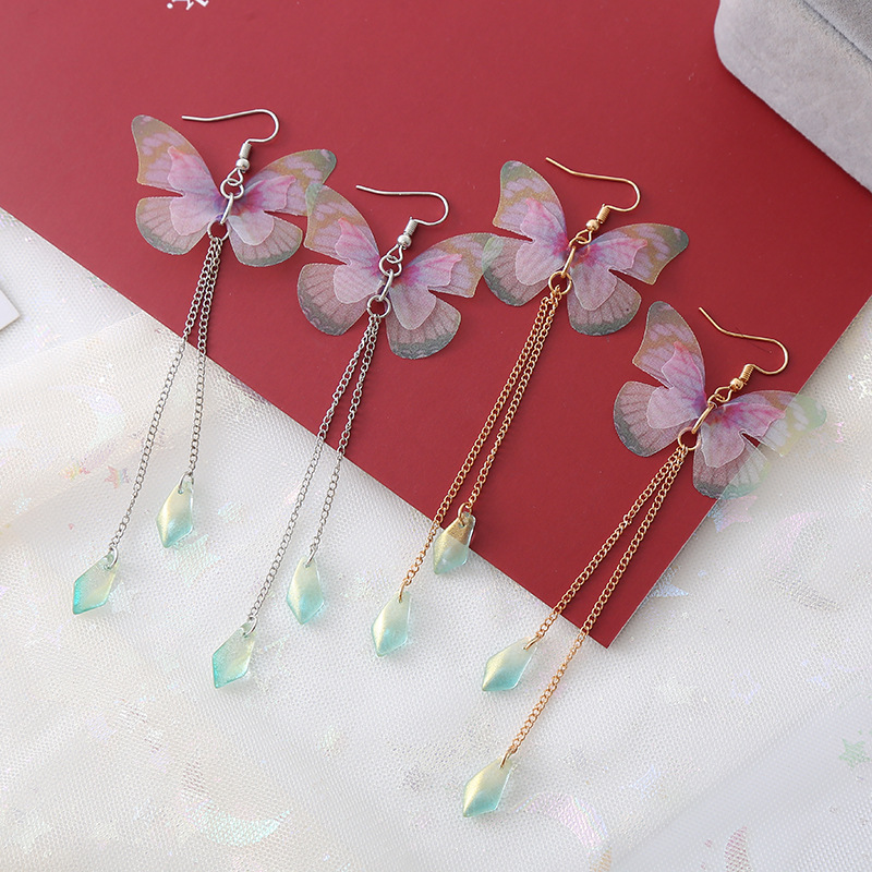 Simple purple butterfly earrings