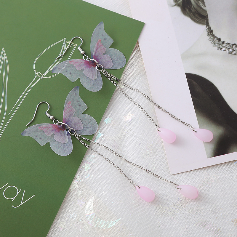 Simple purple butterfly earrings