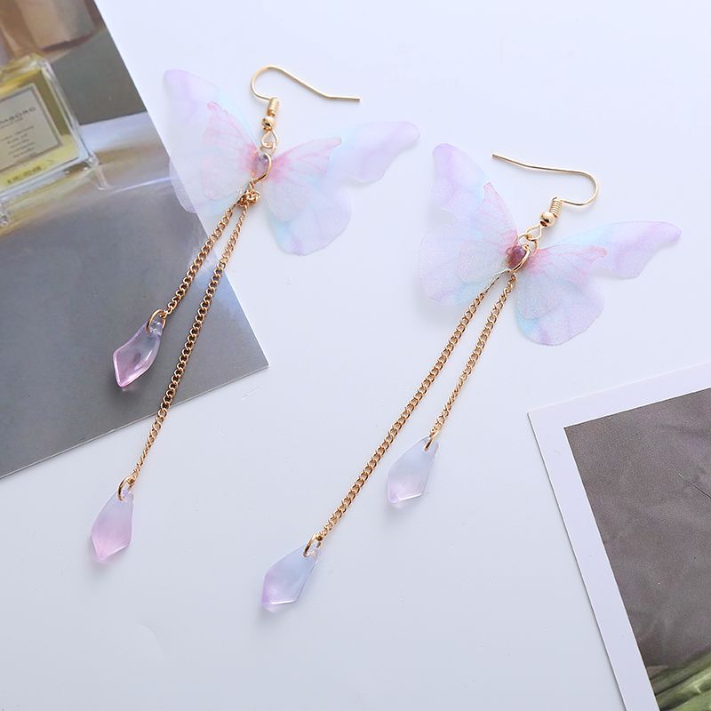 Simple purple butterfly earrings