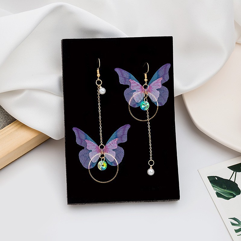 Simple purple butterfly earrings