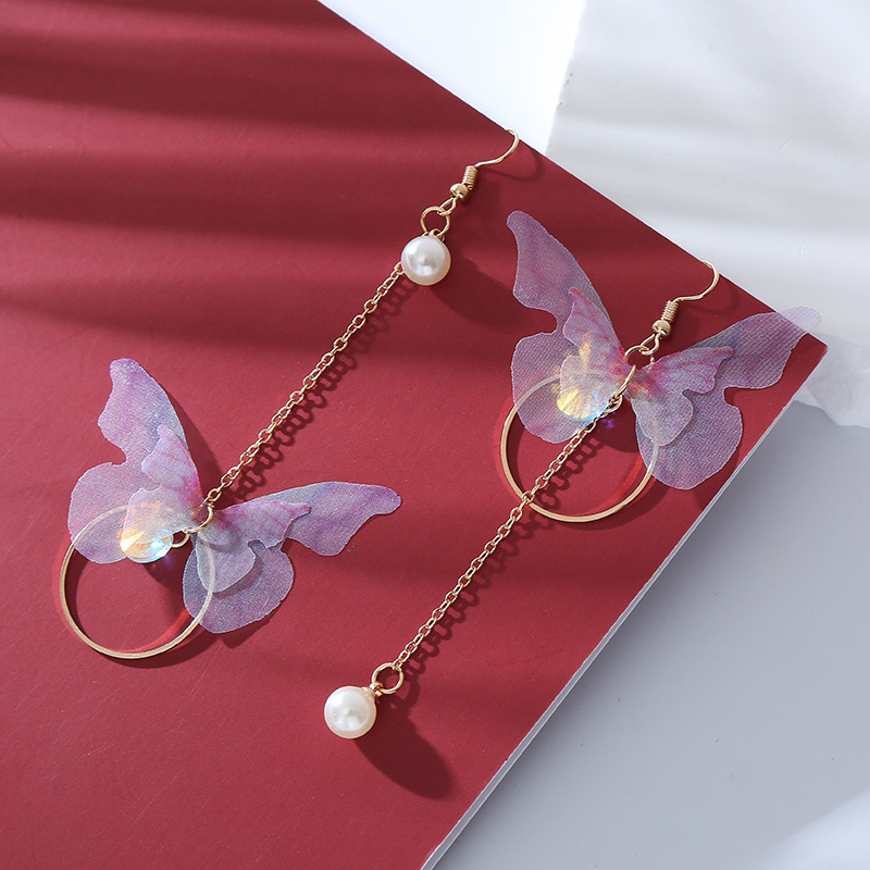 Simple purple butterfly earrings