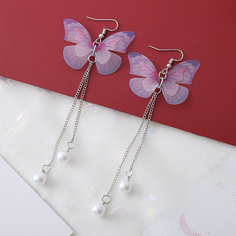 Simple purple butterfly earrings