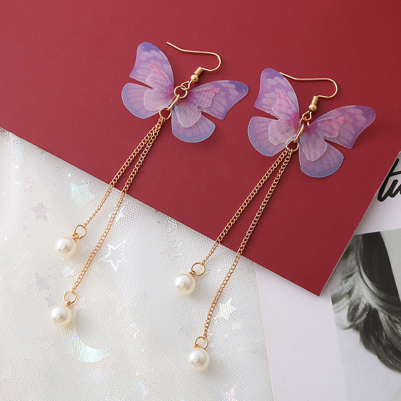 Simple purple butterfly earrings