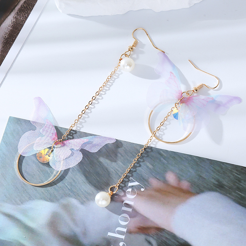 Simple purple butterfly earrings