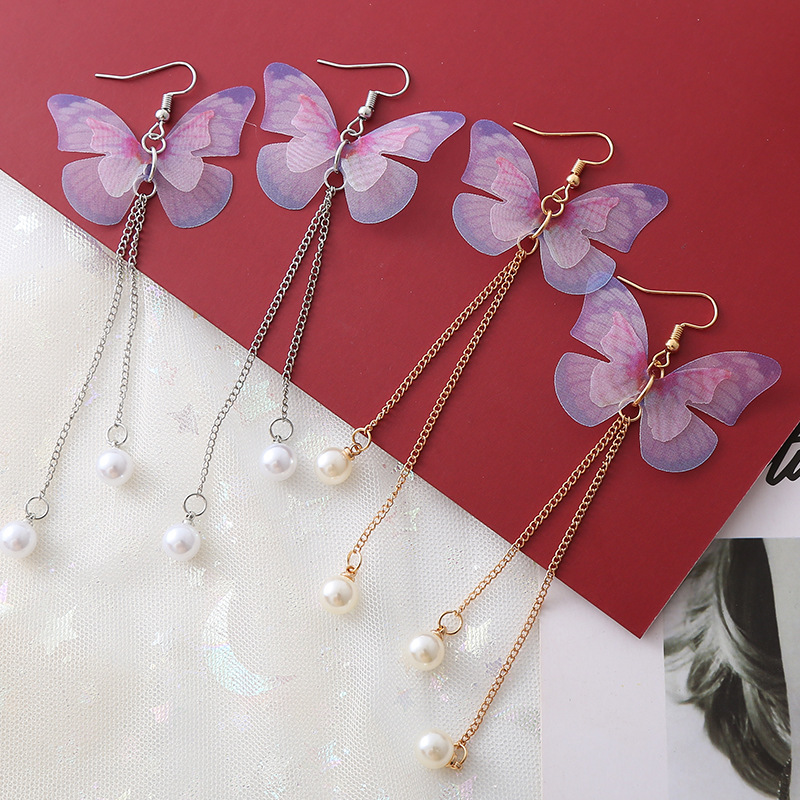 Simple purple butterfly earrings