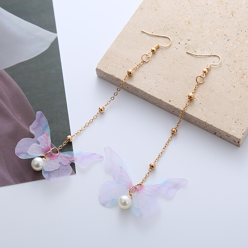 Simple purple butterfly earrings