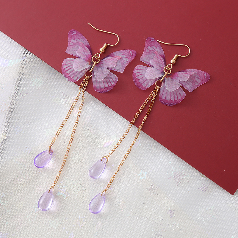 Simple purple butterfly earrings