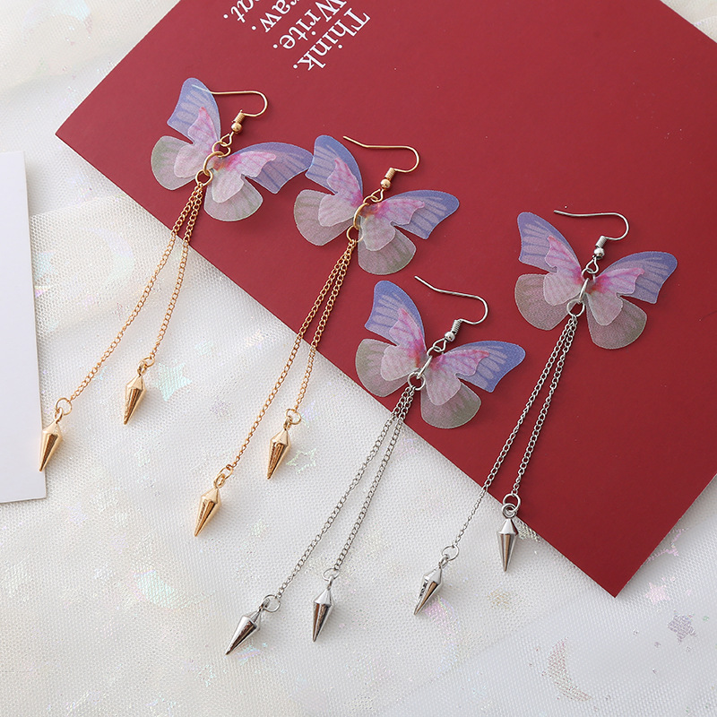 Simple purple butterfly earrings