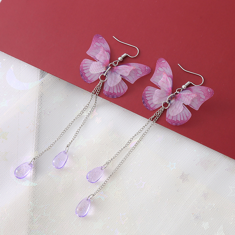 Simple purple butterfly earrings