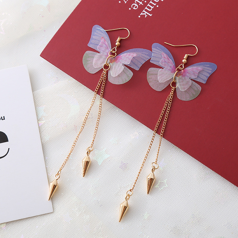 Simple purple butterfly earrings