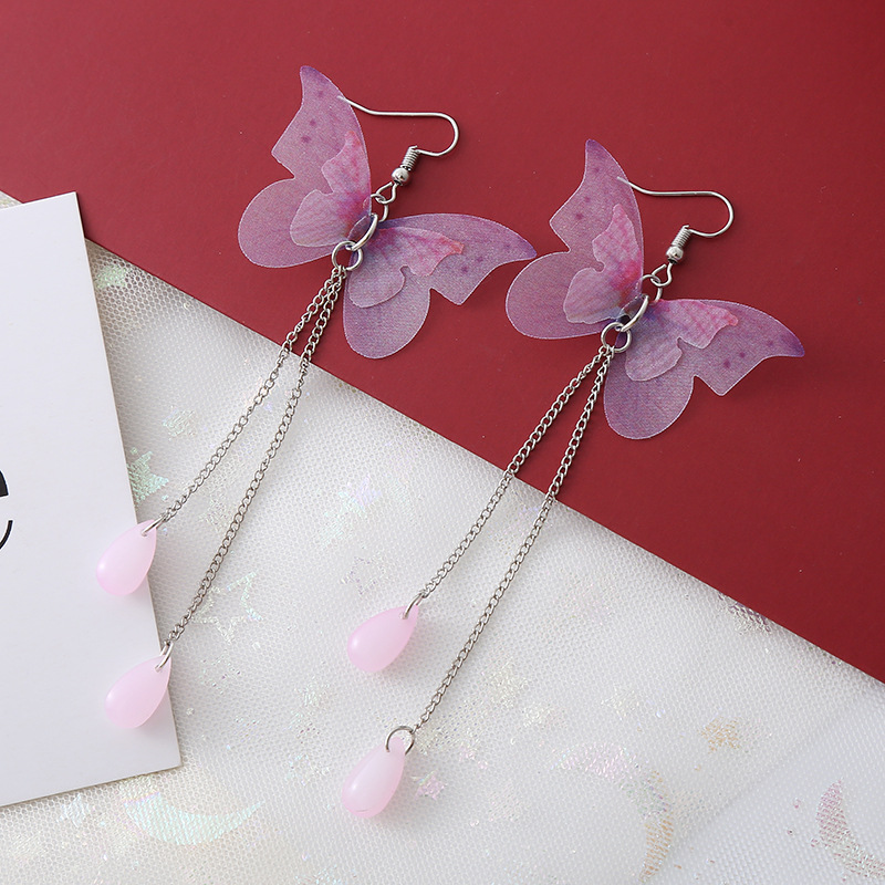 Simple purple butterfly earrings