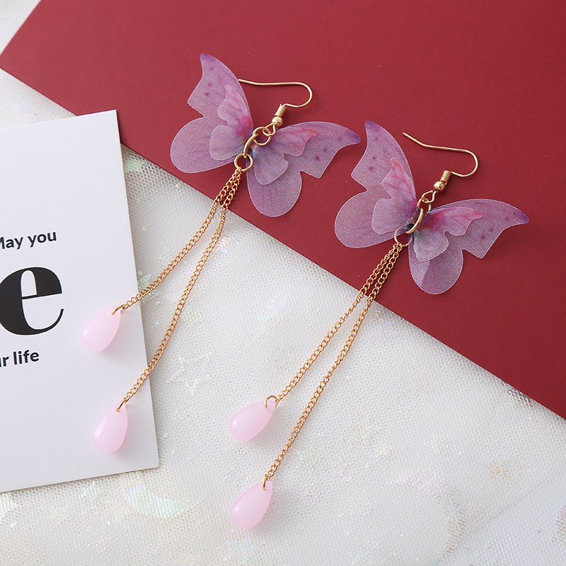 Simple purple butterfly earrings